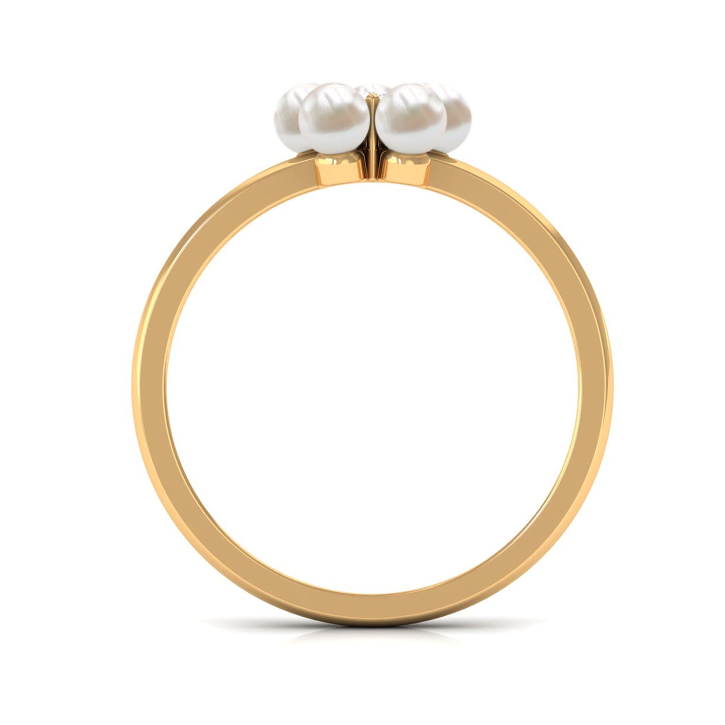 Cultured Freshwater Pearl Flower Promise Ring with Lab Diamond