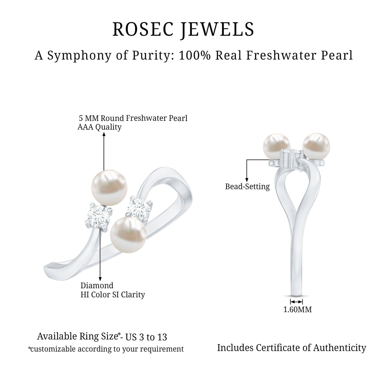 Freshwater Pearl and Diamond Wrap Ring
