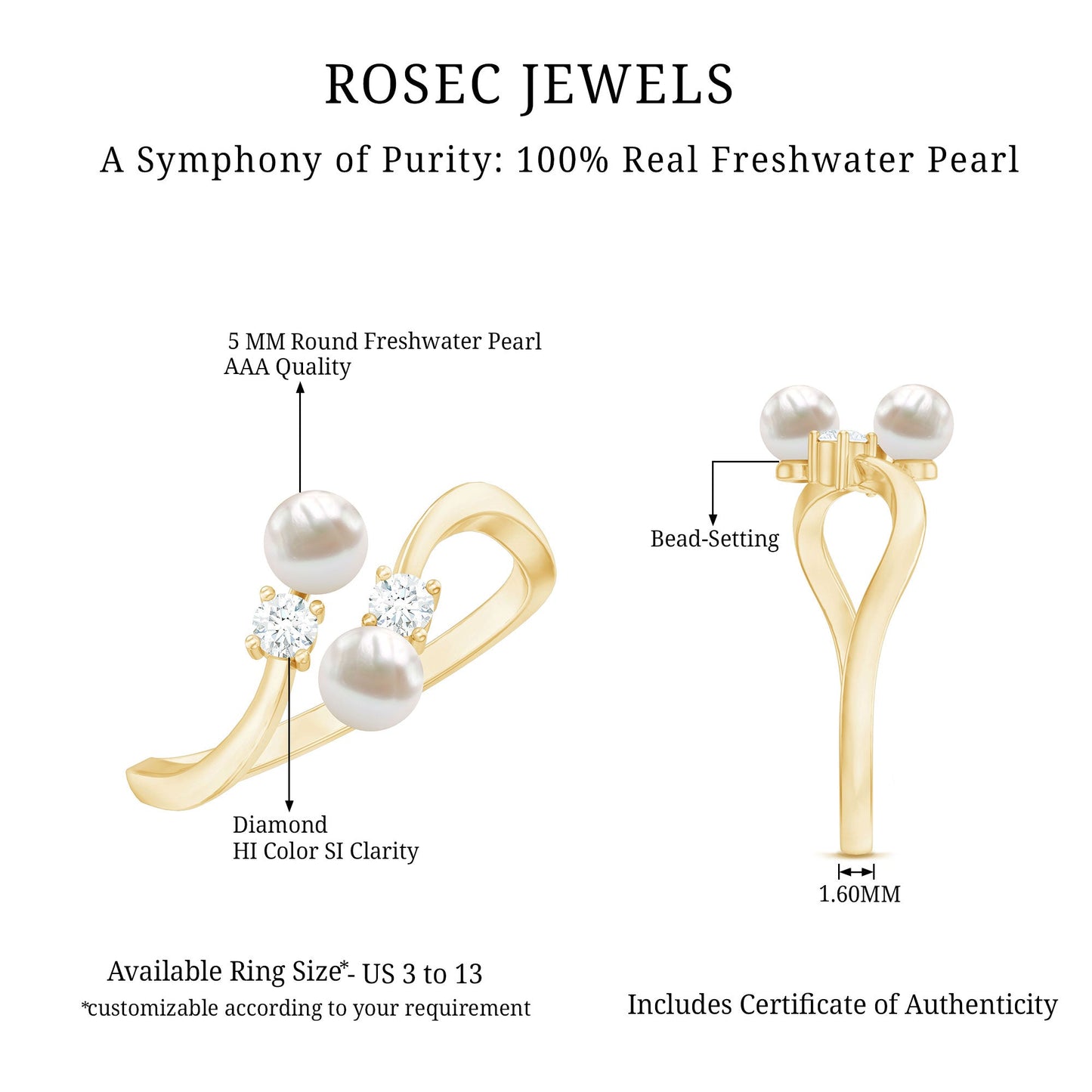 Freshwater Pearl and Diamond Wrap Ring
