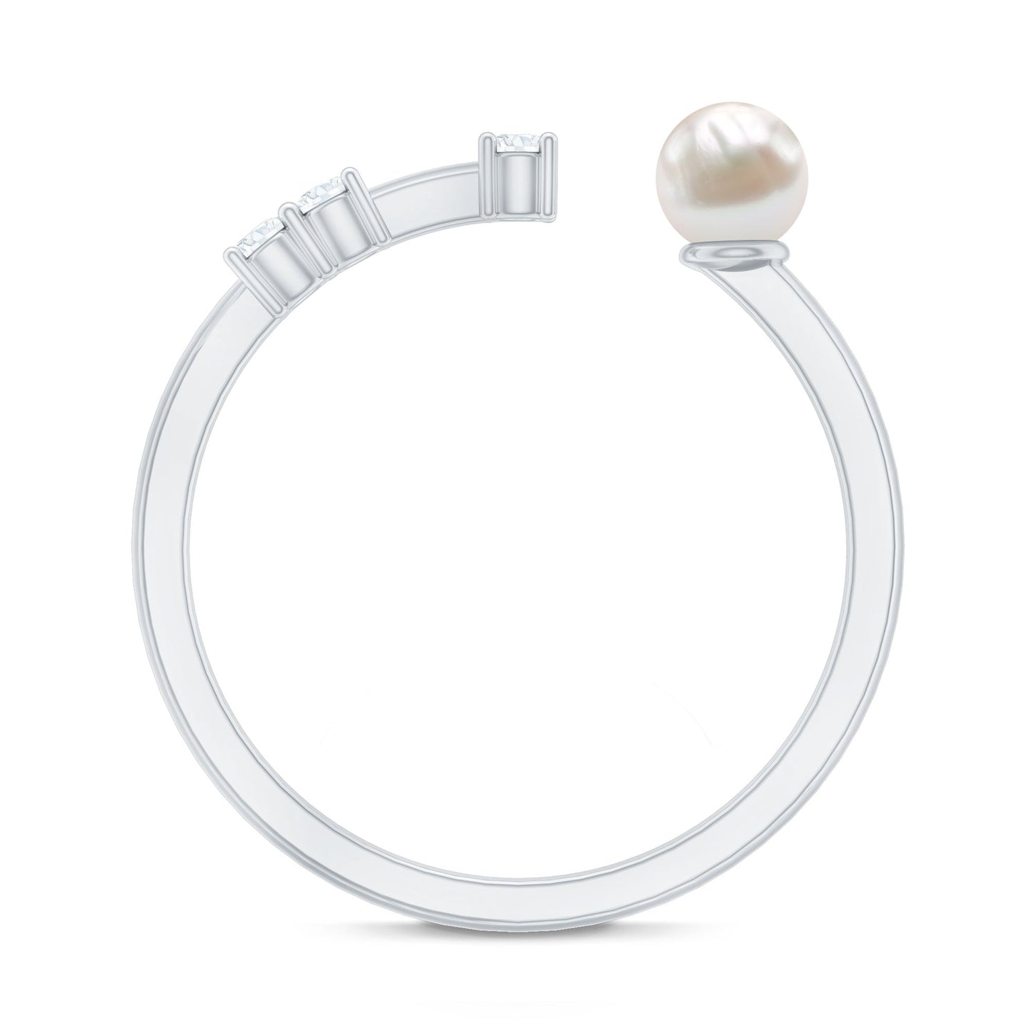 Natural 2 Carat Freshwater Pearl Promise Ring with Diamond