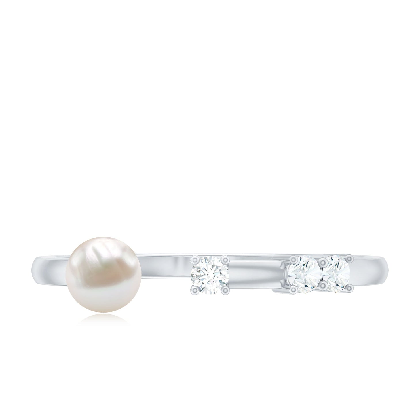 Natural 2 Carat Freshwater Pearl Promise Ring with Diamond