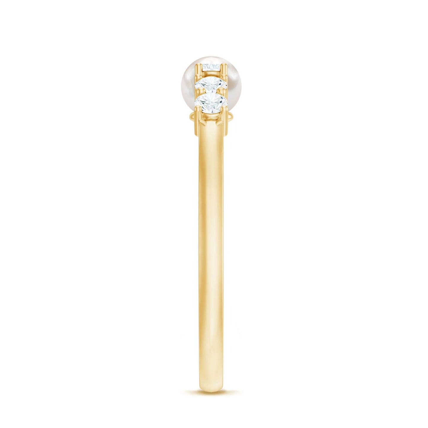 Natural 2 Carat Freshwater Pearl Promise Ring with Diamond