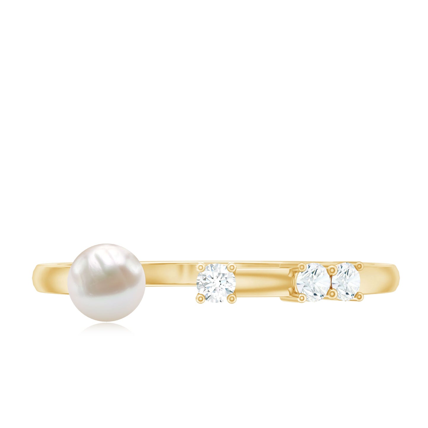 Natural 2 Carat Freshwater Pearl Promise Ring with Diamond