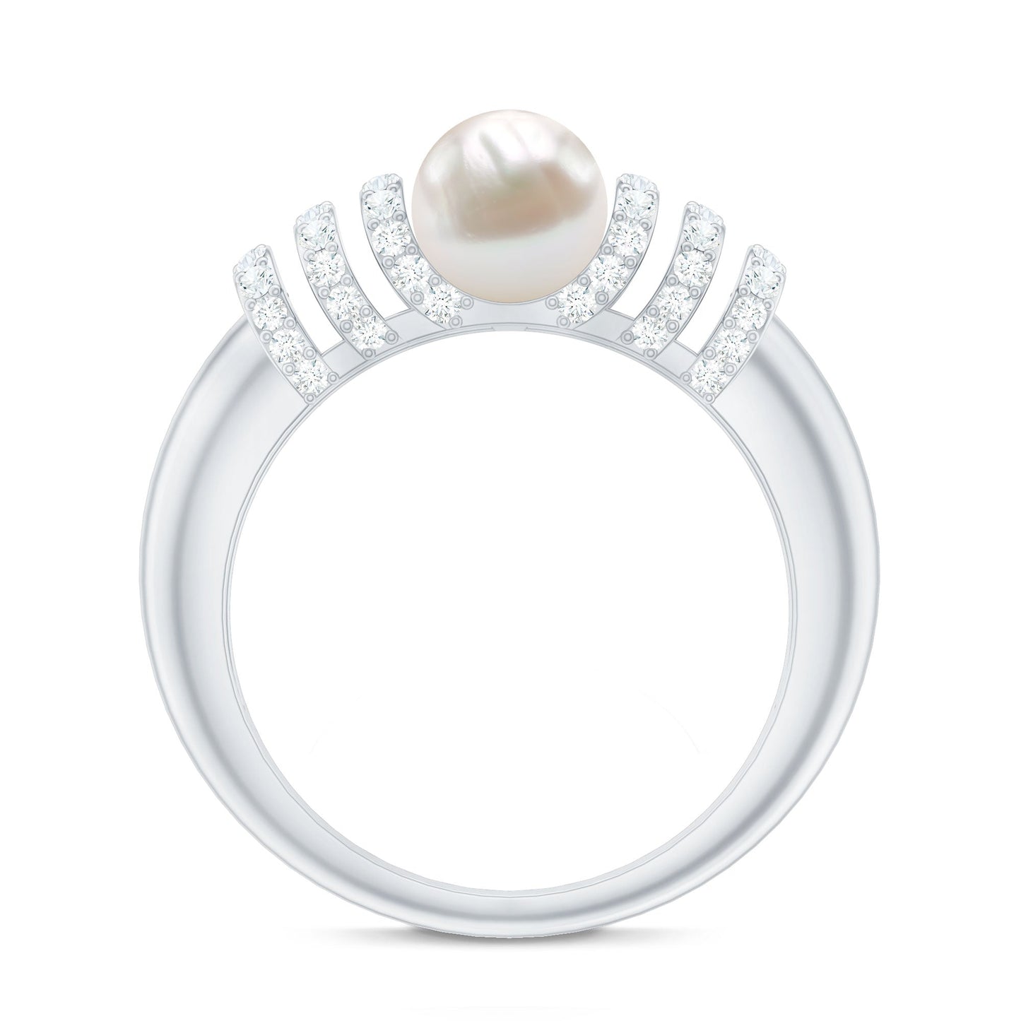 2.2 Carat Freshwater Pearl Diamond Engagement Ring for Women