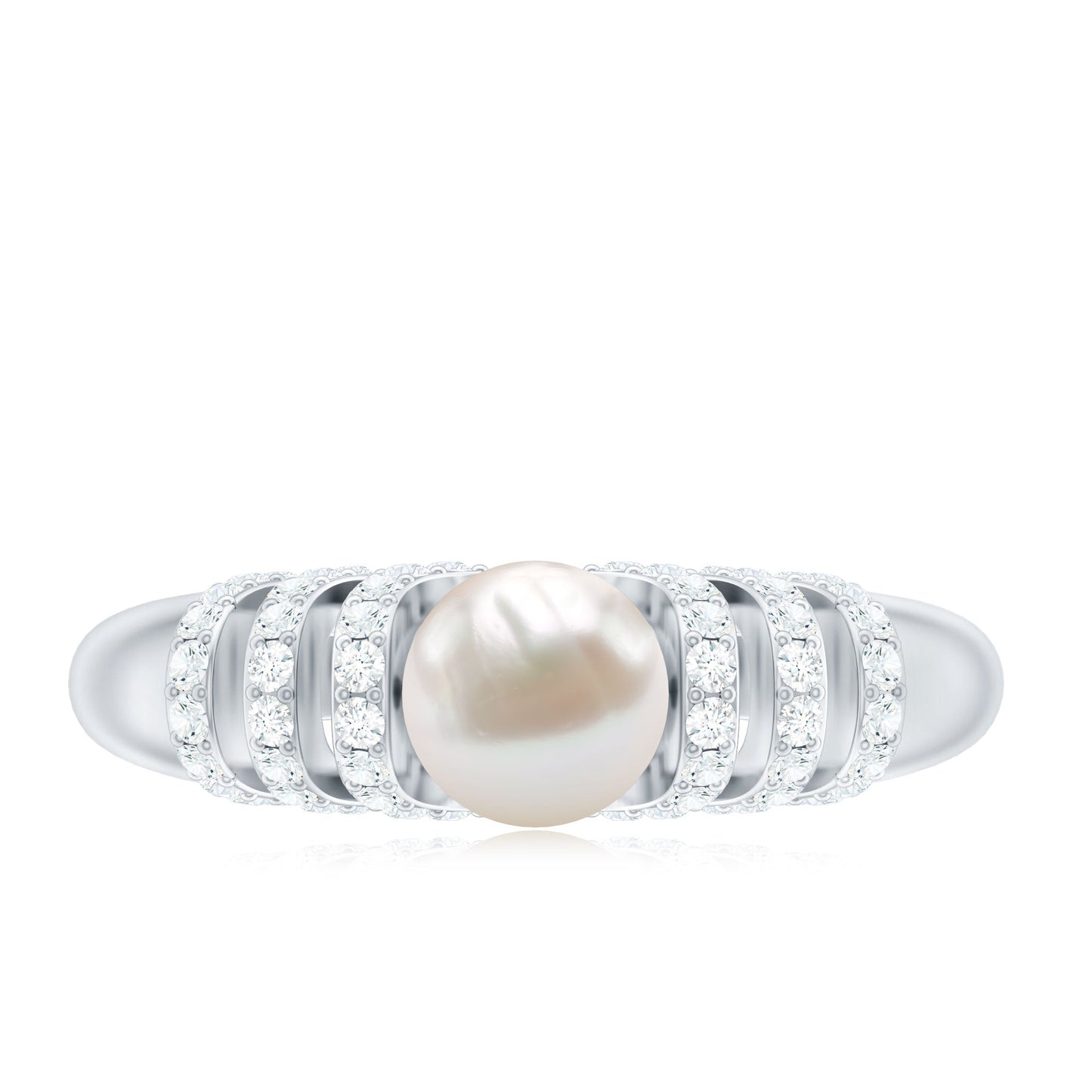 2.2 Carat Freshwater Pearl Diamond Engagement Ring for Women