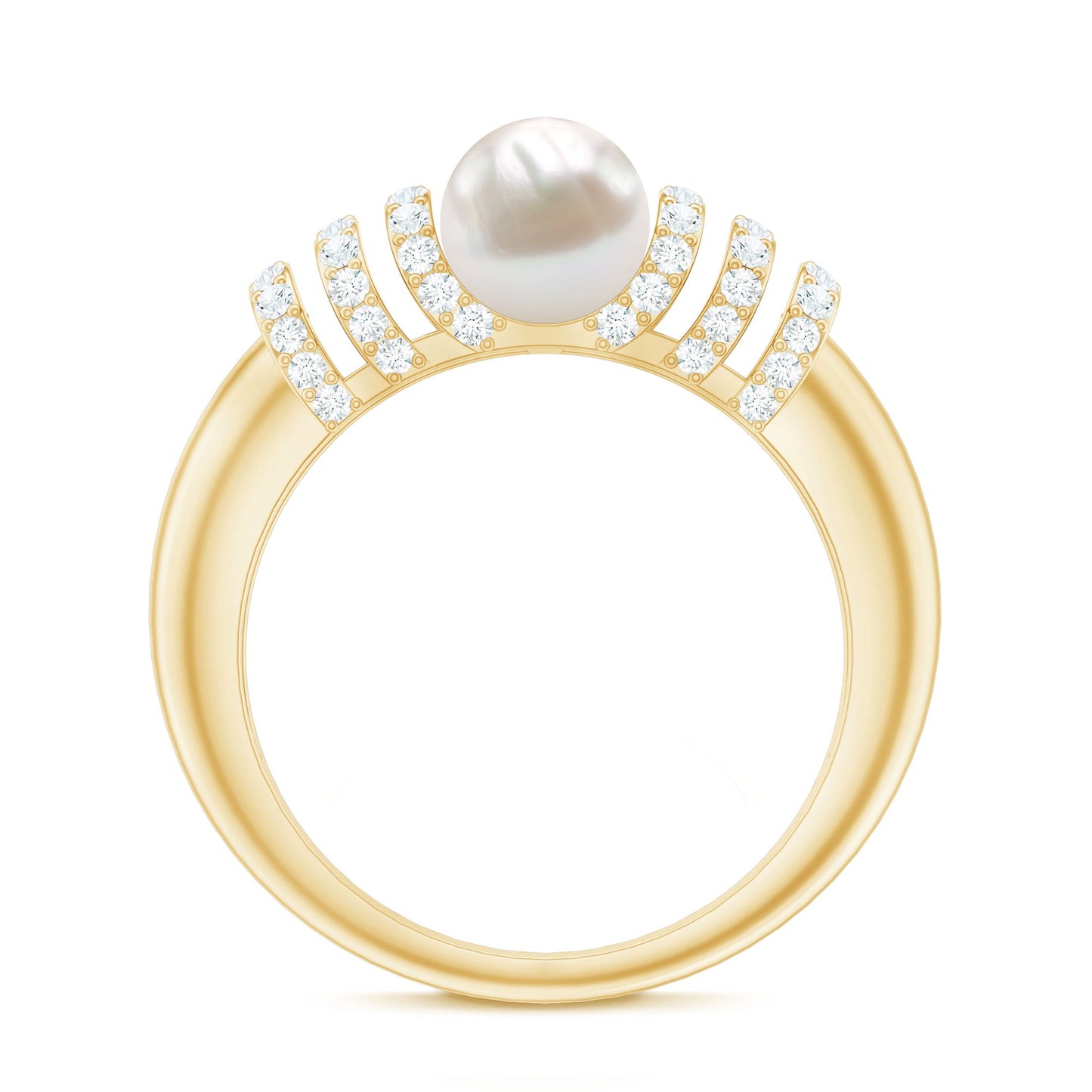 2.2 Carat Freshwater Pearl Diamond Engagement Ring for Women