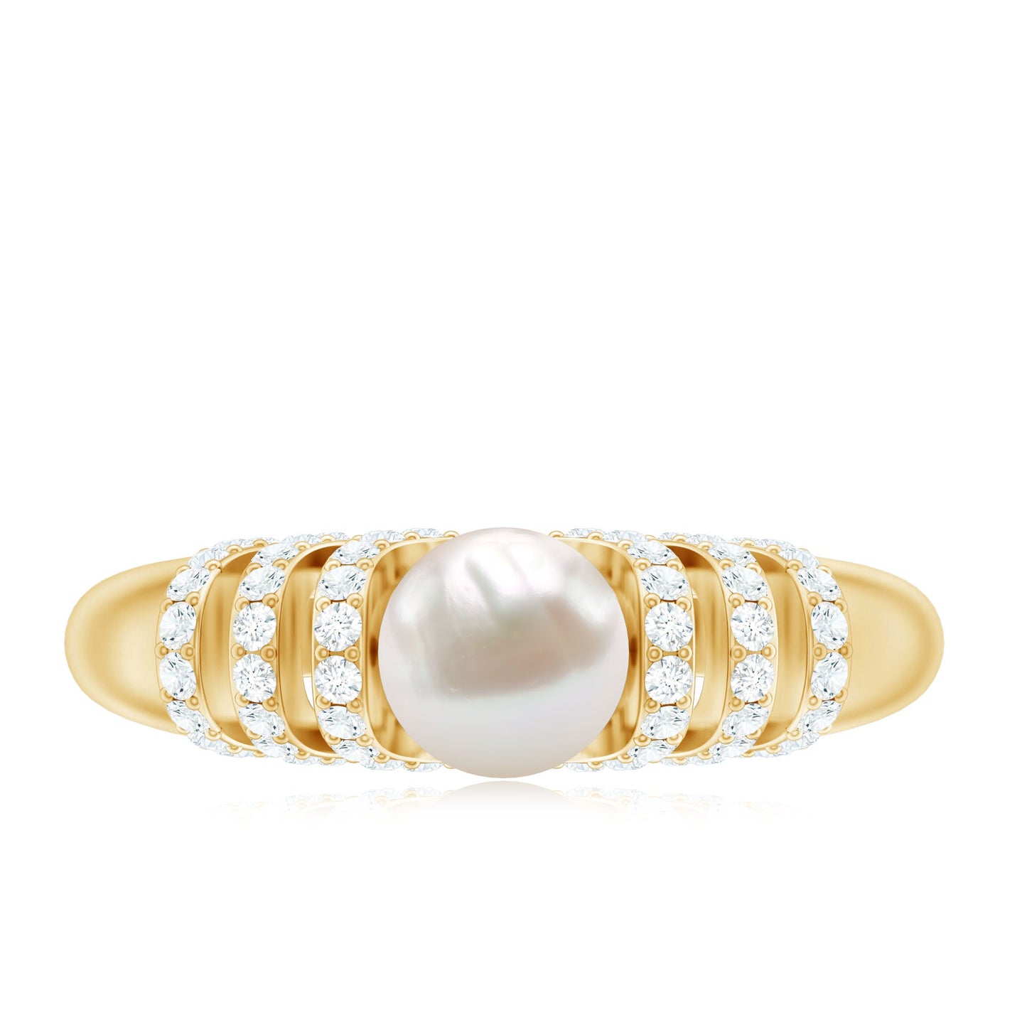 2.2 Carat Freshwater Pearl Diamond Engagement Ring for Women
