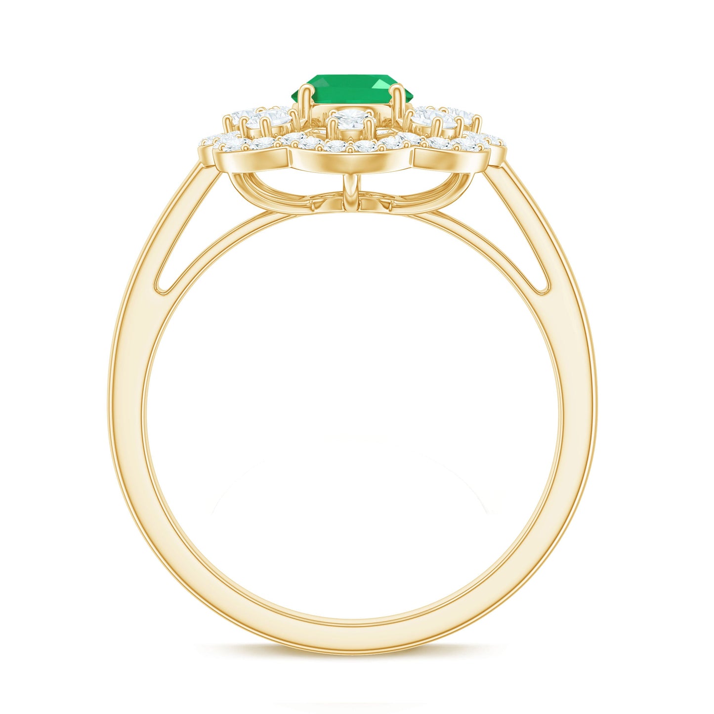 0.7 Carat Oval Emerald Designer Engagement Ring with Diamond