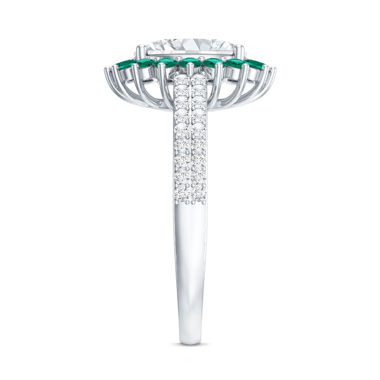 Certified 2 Carat Lab Grown Diamond Engagement Ring with Emerald Halo