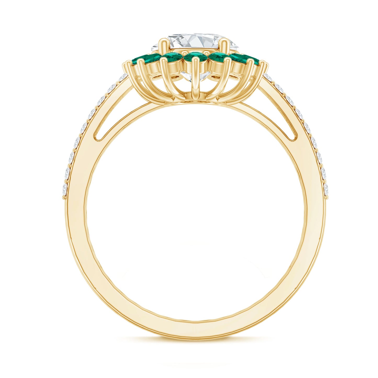 Certified 2 Carat Lab Grown Diamond Engagement Ring with Emerald Halo