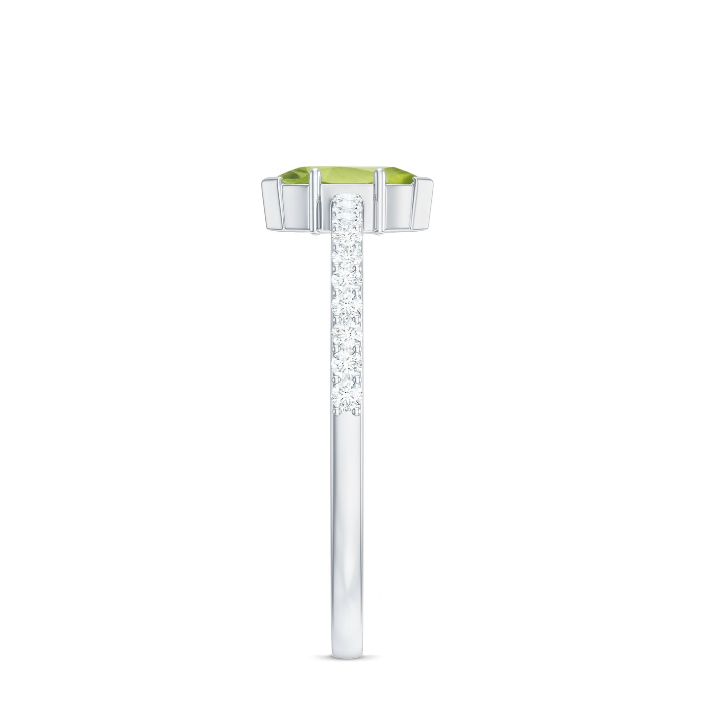Genuine 0.7 Carat Marquise Peridot Promise Ring with Diamond
