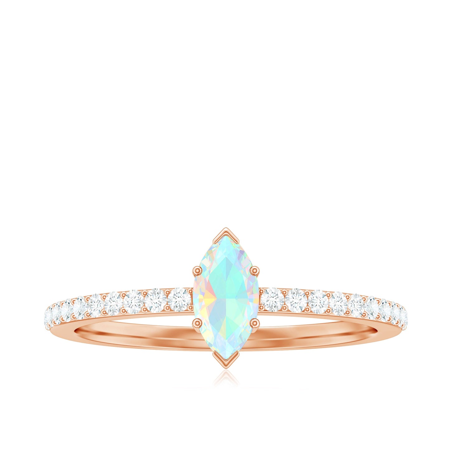 Certified Real Marquise Ethiopian Opal Promise Ring with Diamond