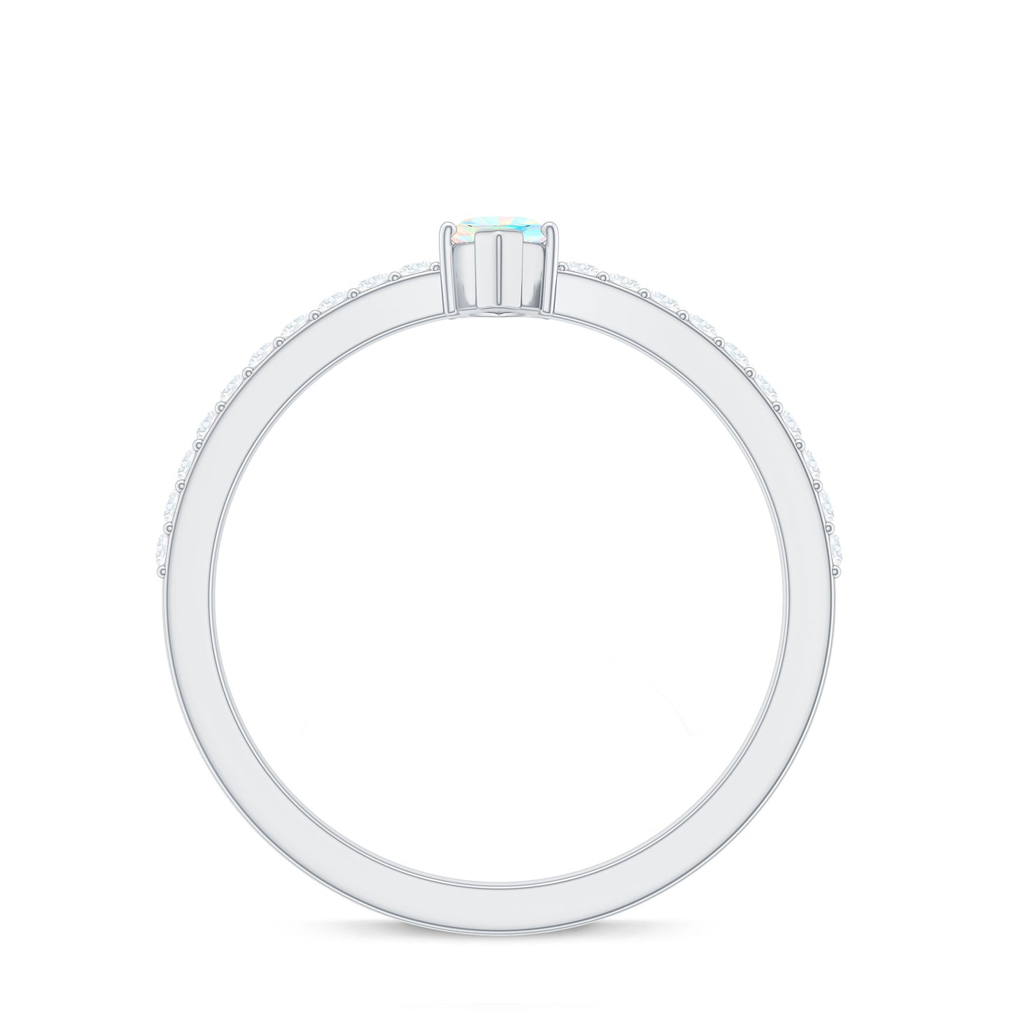 Certified Real Marquise Ethiopian Opal Promise Ring with Diamond