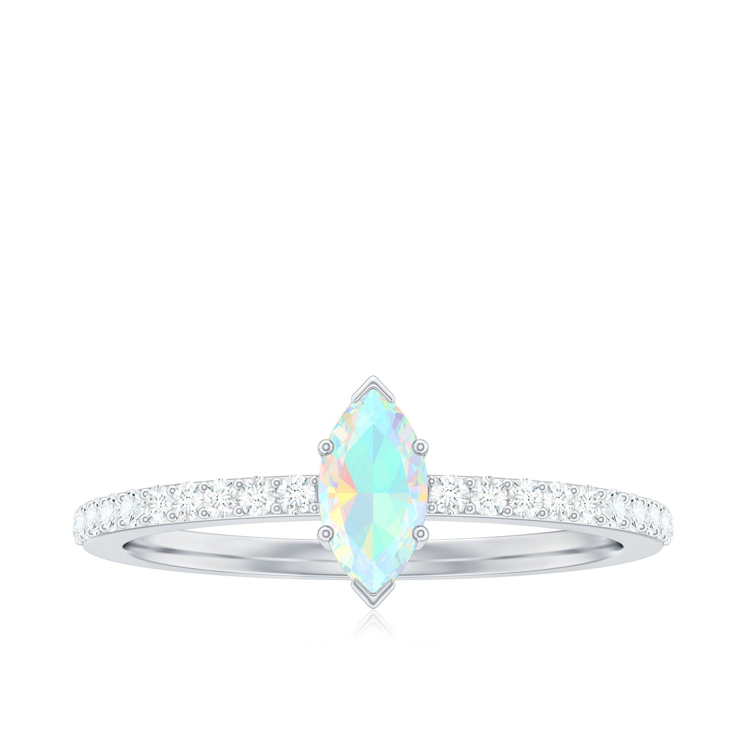 Certified Real Marquise Ethiopian Opal Promise Ring with Diamond