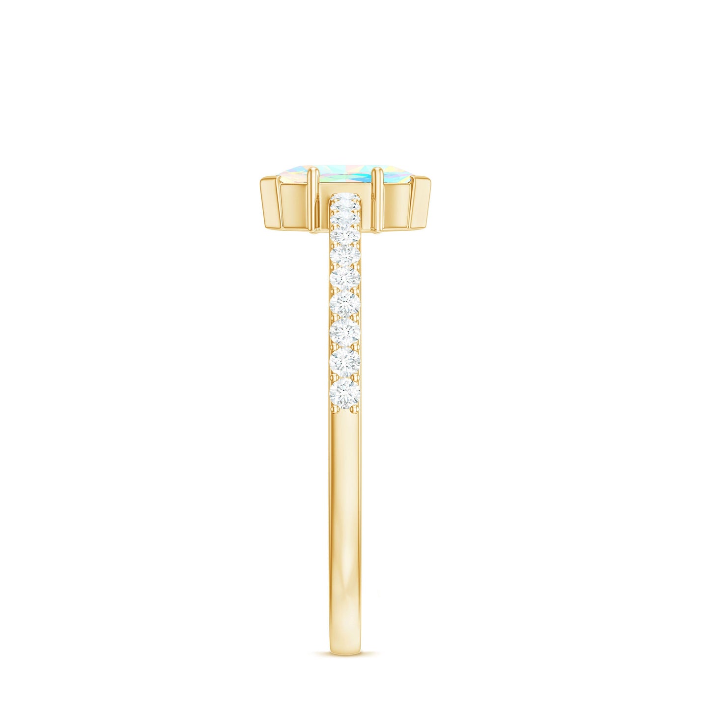 Certified Real Marquise Ethiopian Opal Promise Ring with Diamond