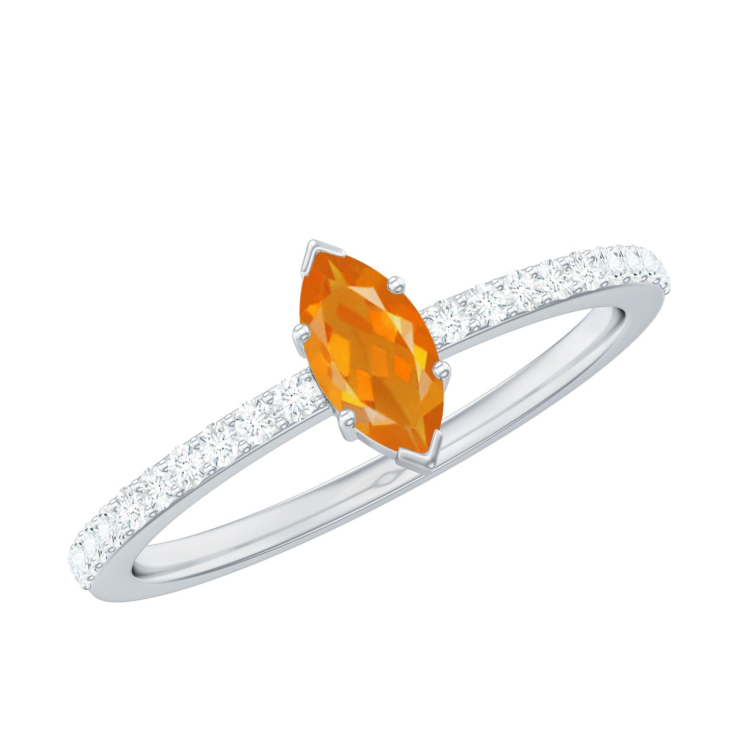 0.3 Carat Fire Opal Marquise Engagement Ring with Diamond