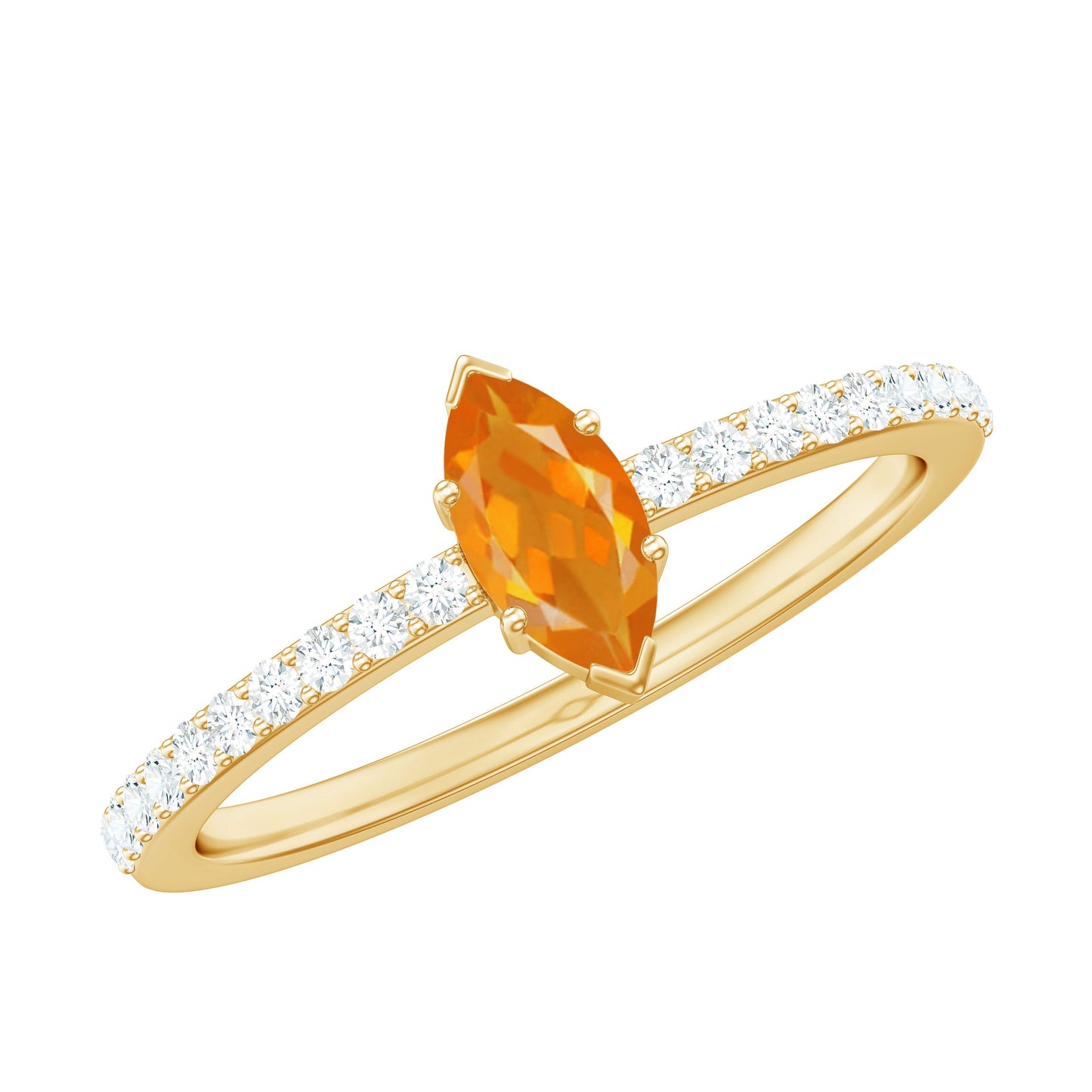 0.3 Carat Fire Opal Marquise Engagement Ring with Diamond