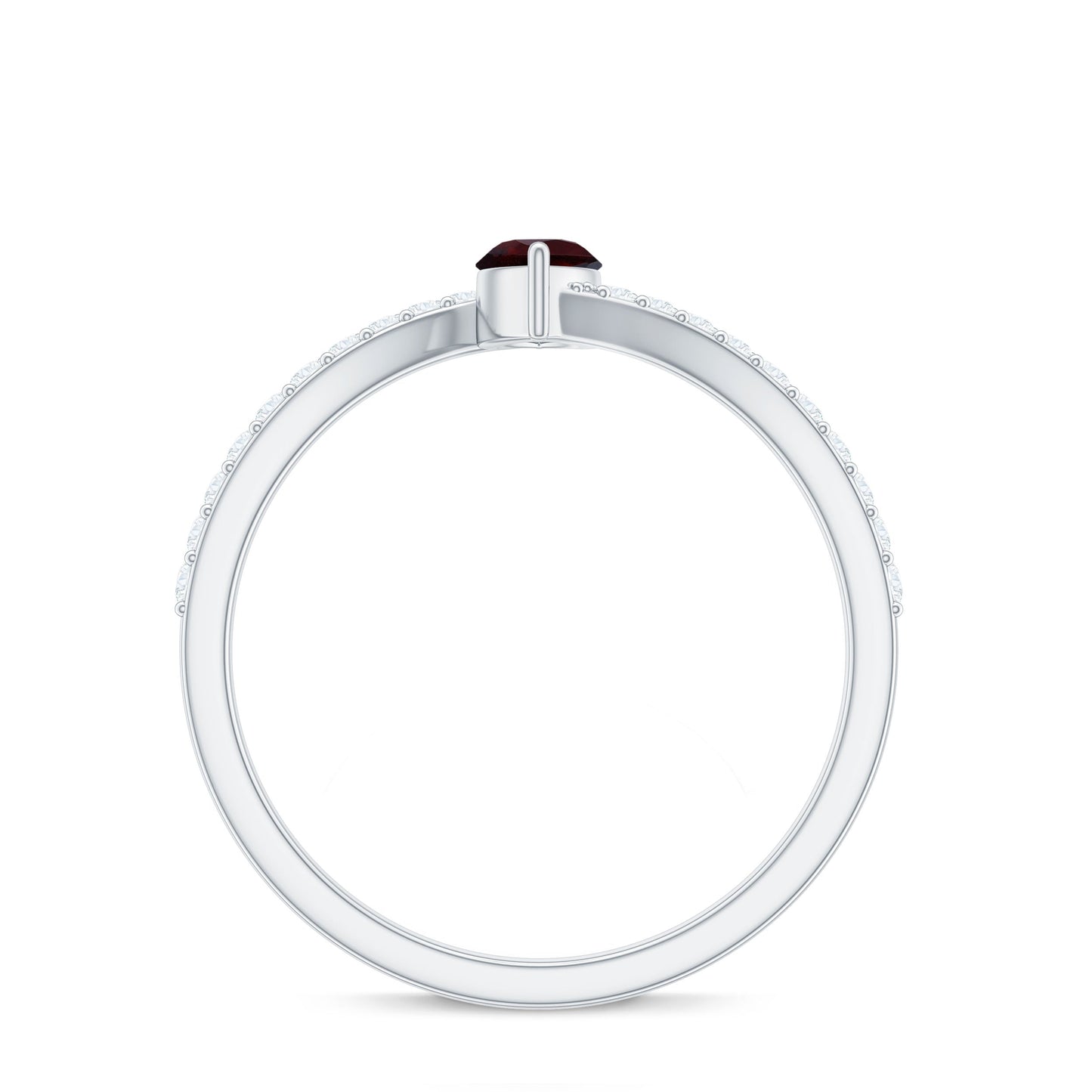 Natural Marquise Garnet Promise Ring with Diamond Bypass Shank