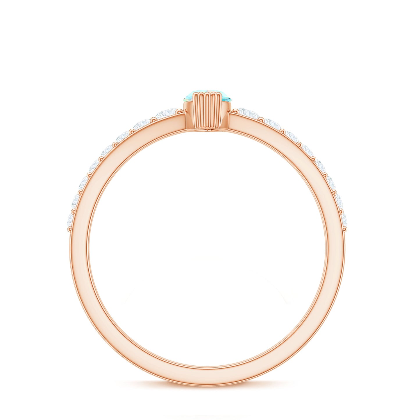 Certified Marquise Opalescent Promise Ring with Real Diamond