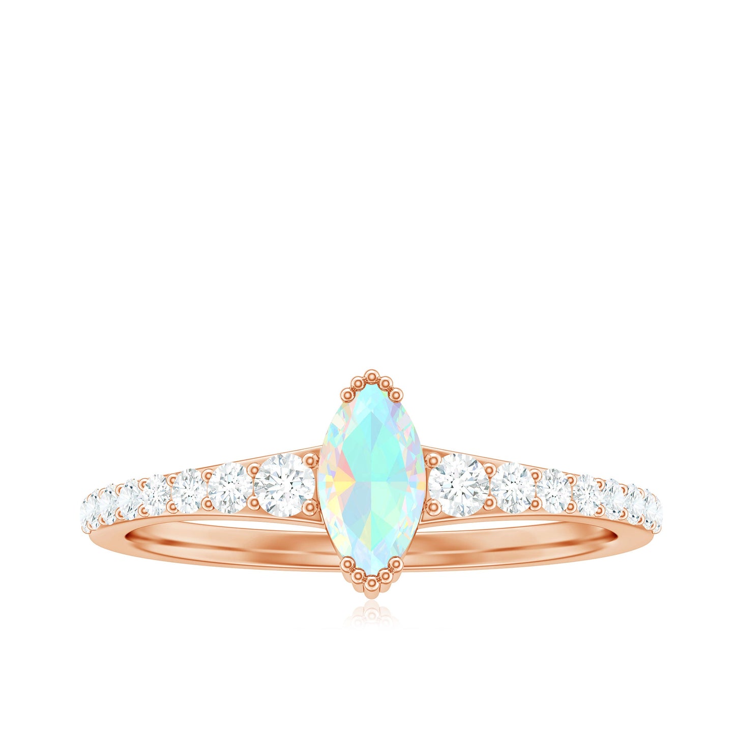 Certified Marquise Opalescent Promise Ring with Real Diamond