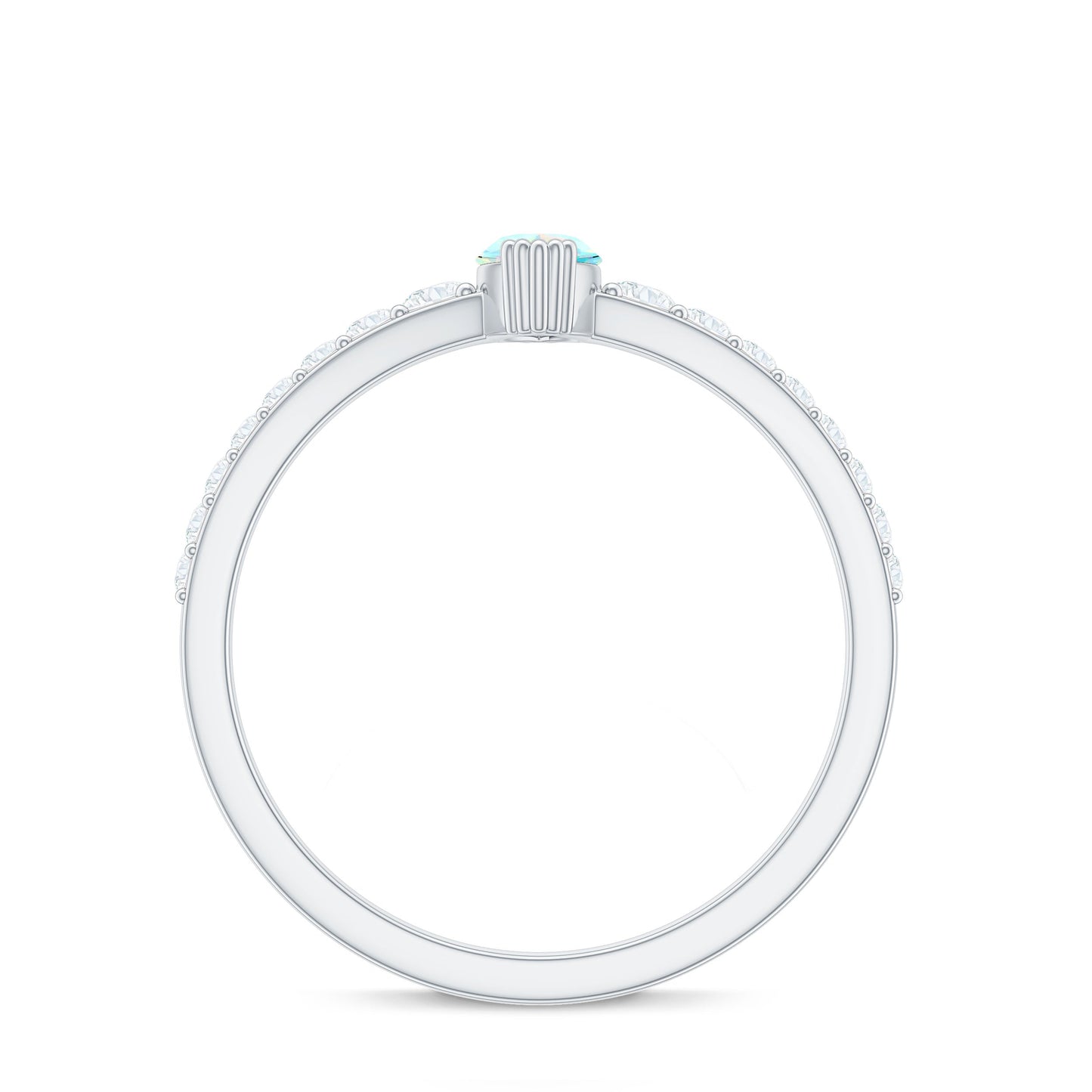 Certified Marquise Opalescent Promise Ring with Real Diamond