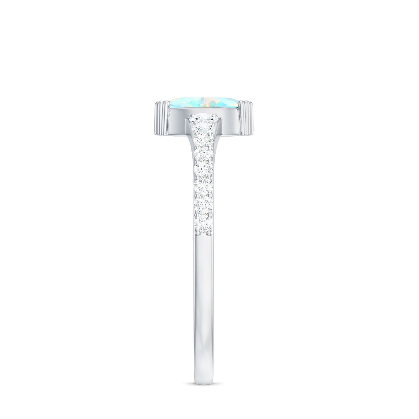 Certified Marquise Opalescent Promise Ring with Real Diamond