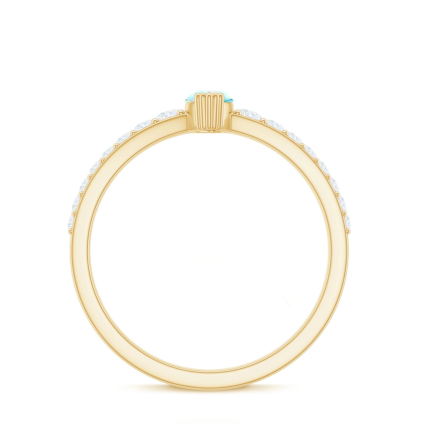 Certified Marquise Opalescent Promise Ring with Real Diamond
