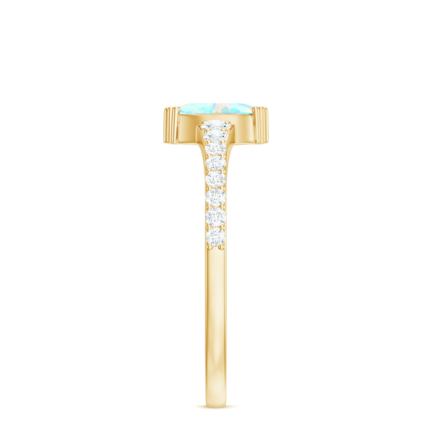 Certified Marquise Opalescent Promise Ring with Real Diamond