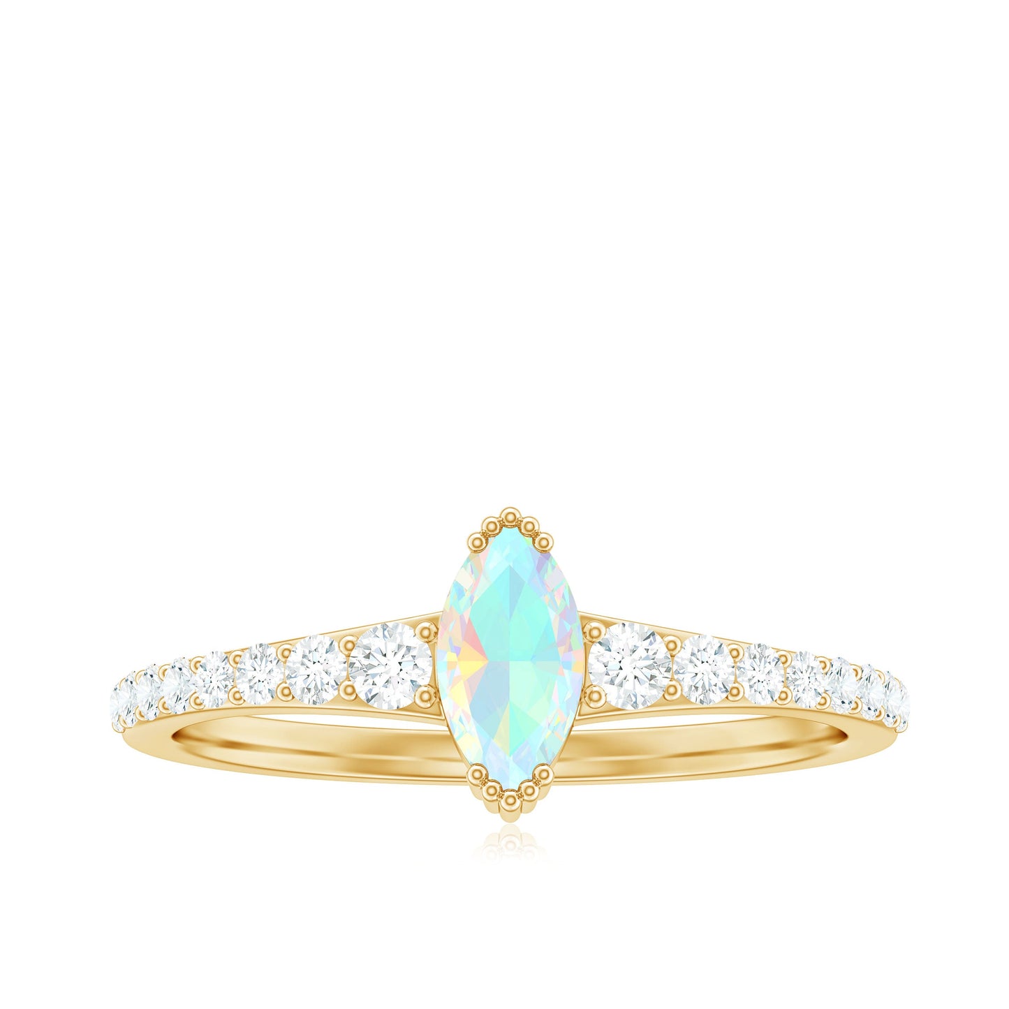 Certified Marquise Opalescent Promise Ring with Real Diamond