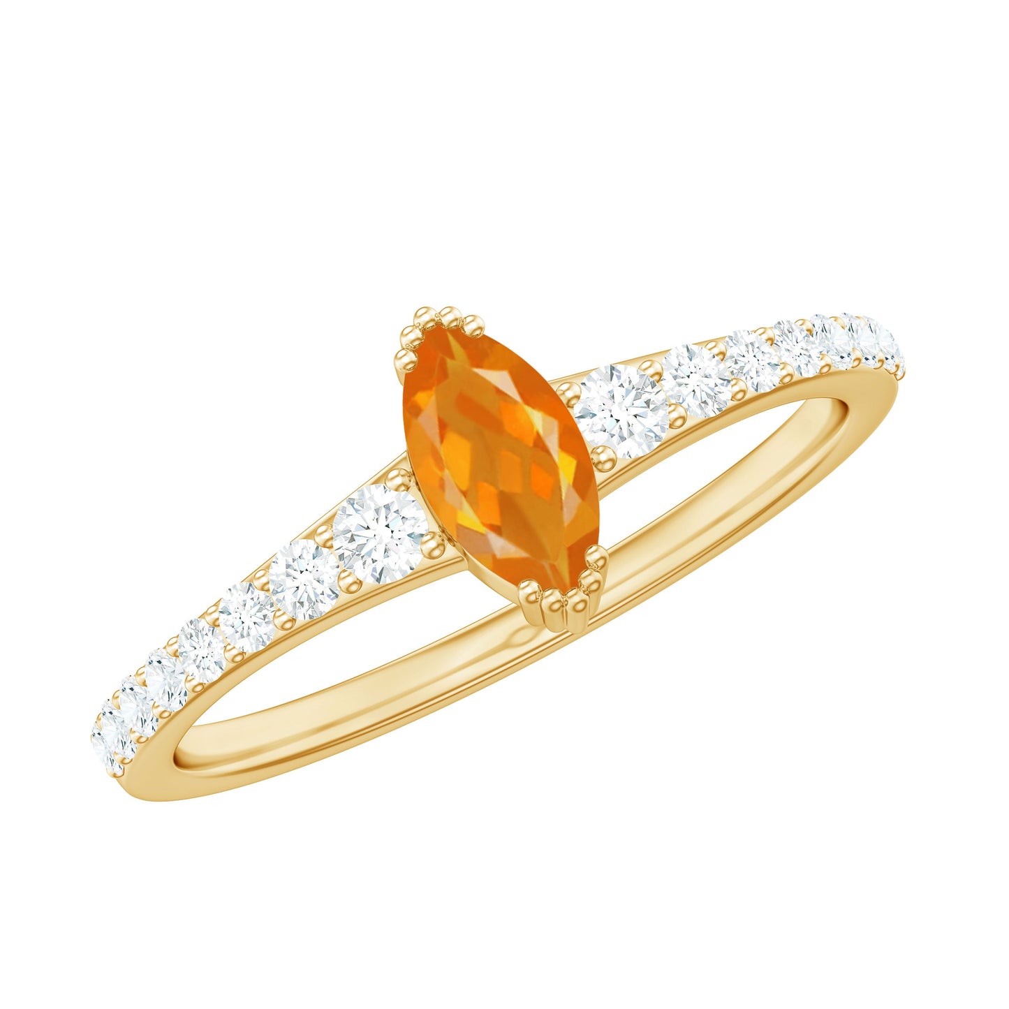 0.3 Carat Marquise Fire Opal Engagement Ring with Diamond
