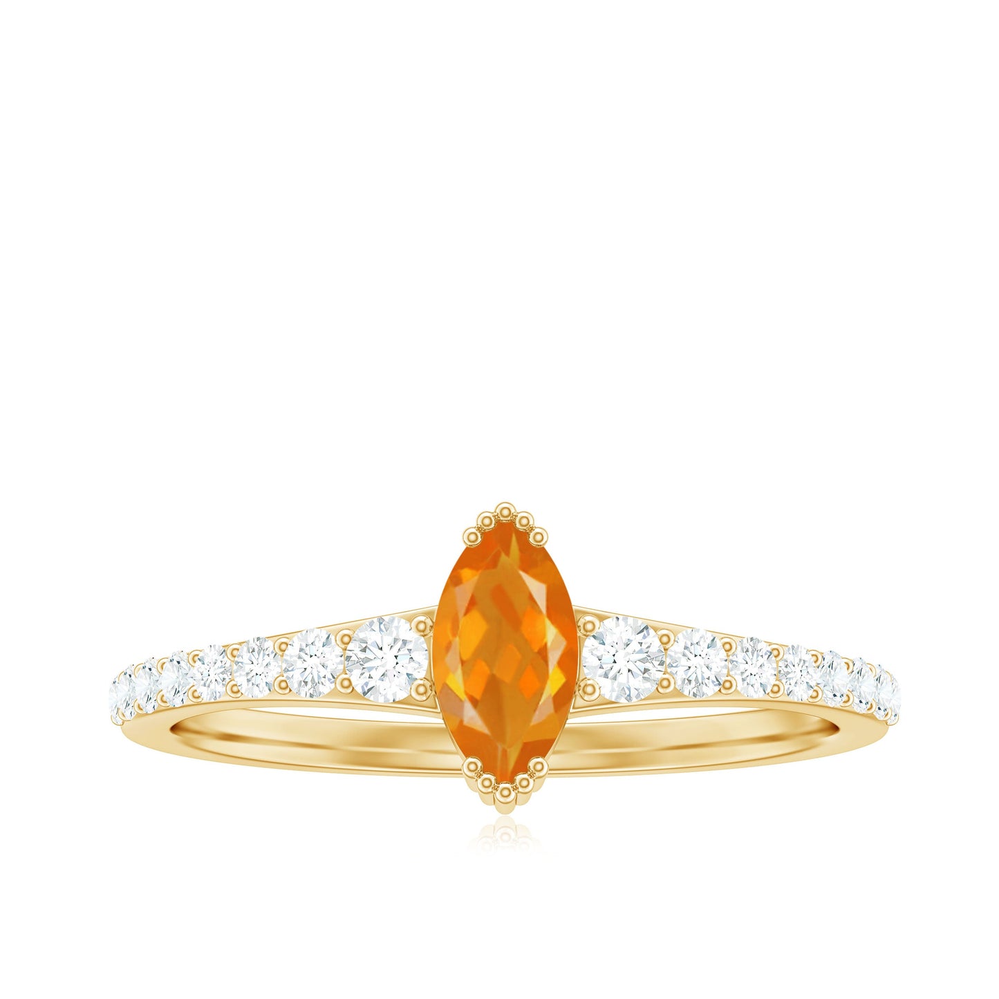 0.3 Carat Marquise Fire Opal Engagement Ring with Diamond
