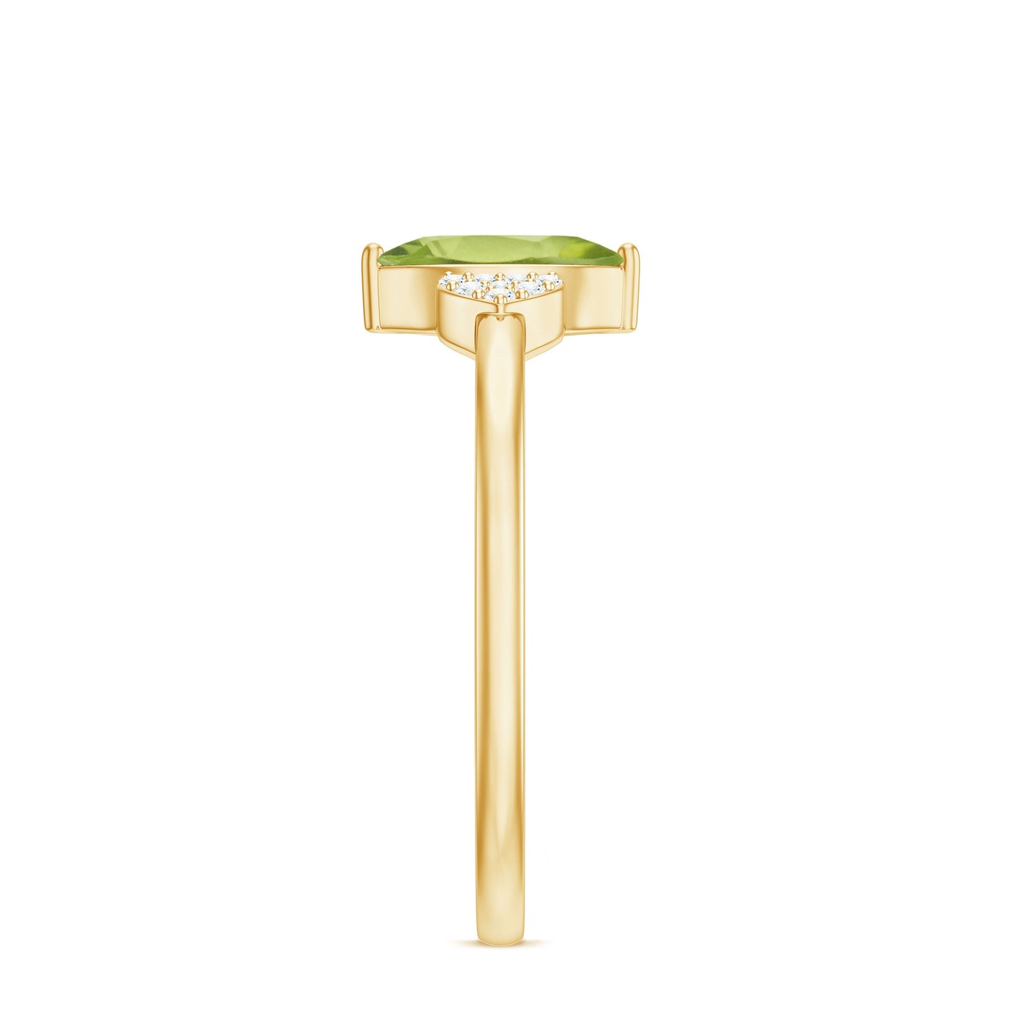 Natural 0.7 Carat Marquise Peridot Promise Ring with Diamond