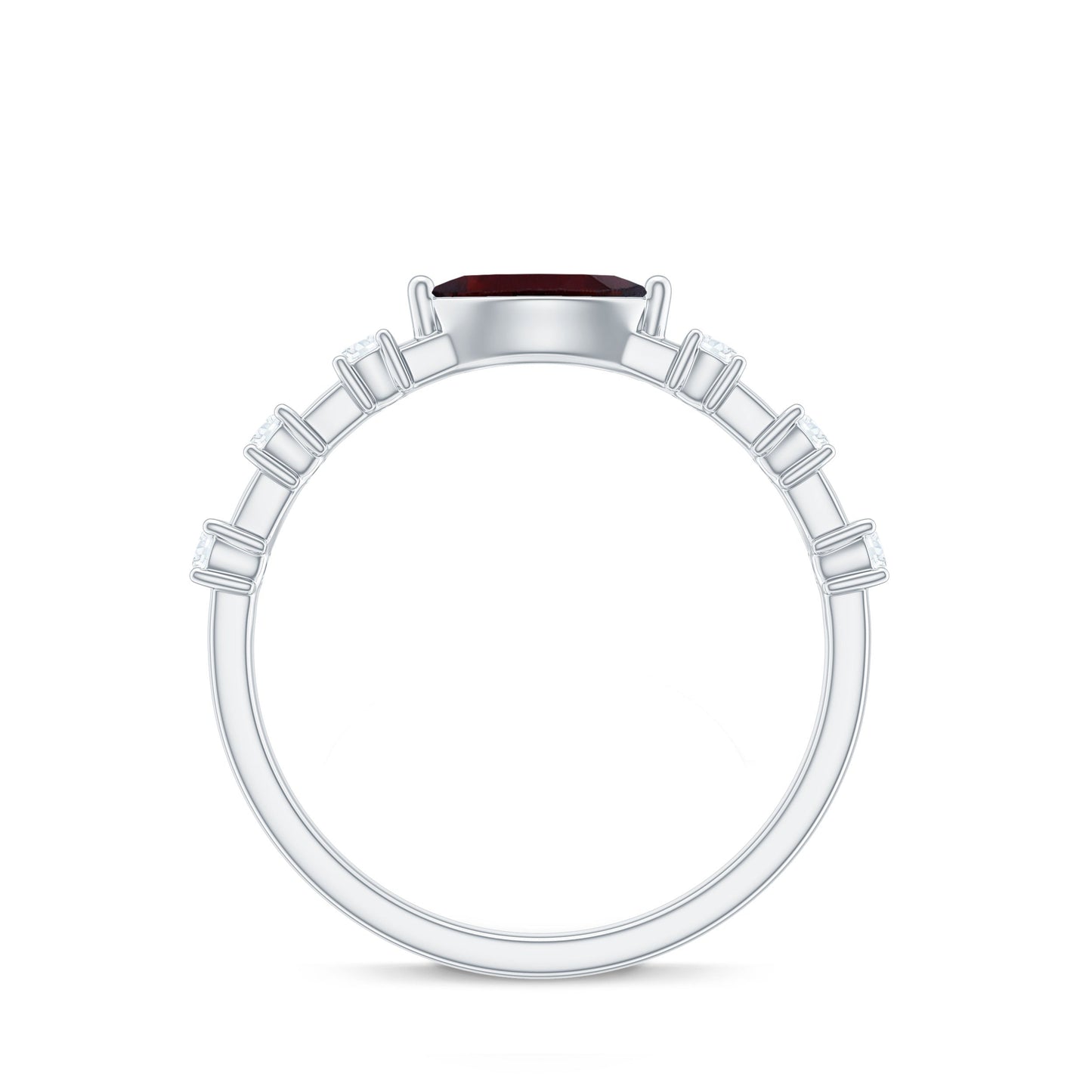 Natural Marquise Garnet Diamond Promise Ring in East West Style