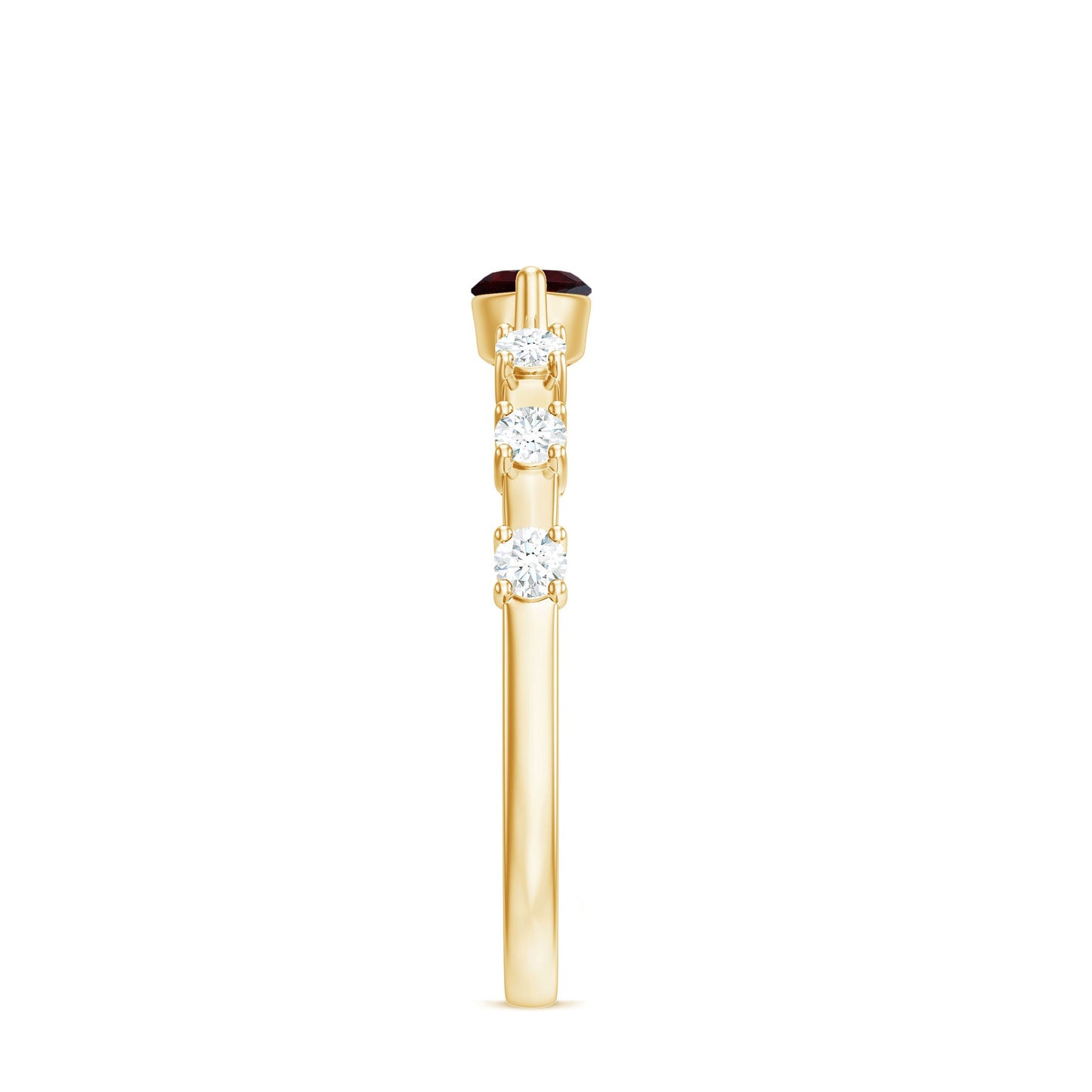 Natural Marquise Garnet Diamond Promise Ring in East West Style