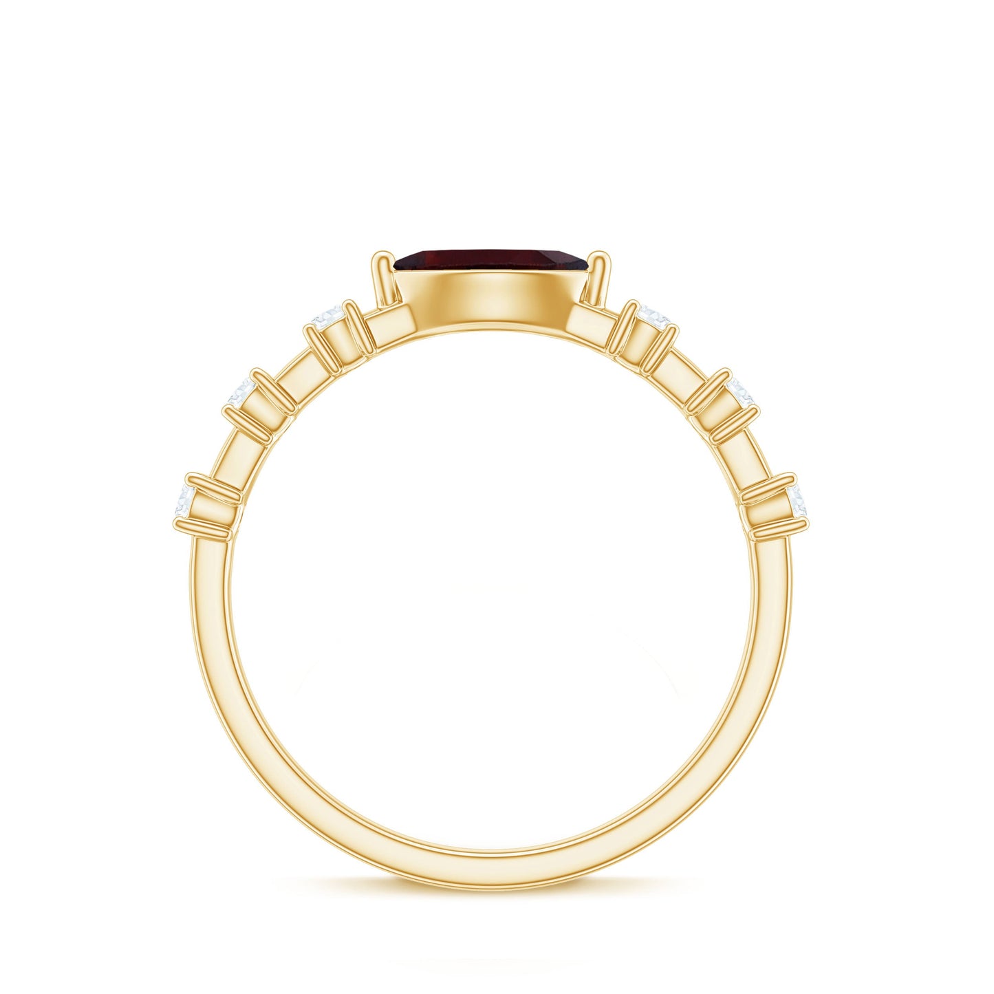 Natural Marquise Garnet Diamond Promise Ring in East West Style