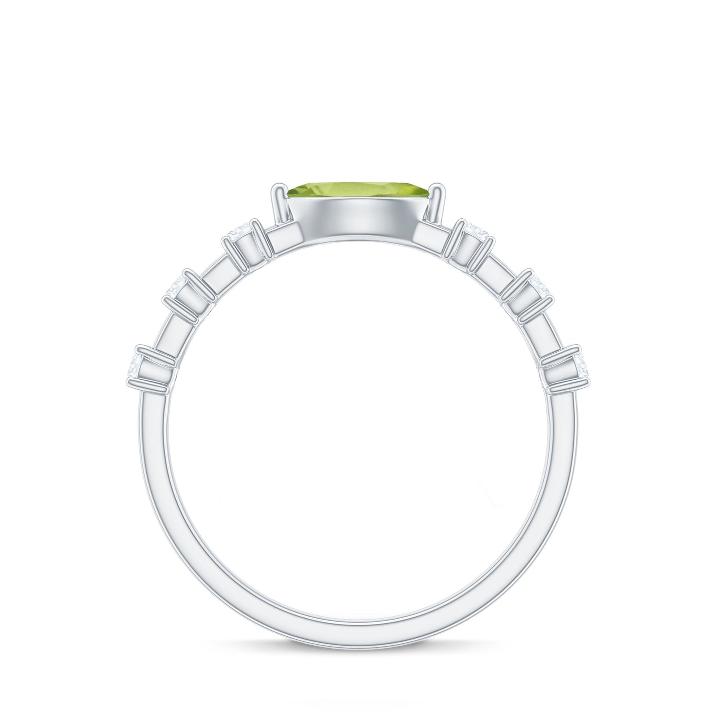 0.75 Carat Peridot East West Ring with Diamond Accent