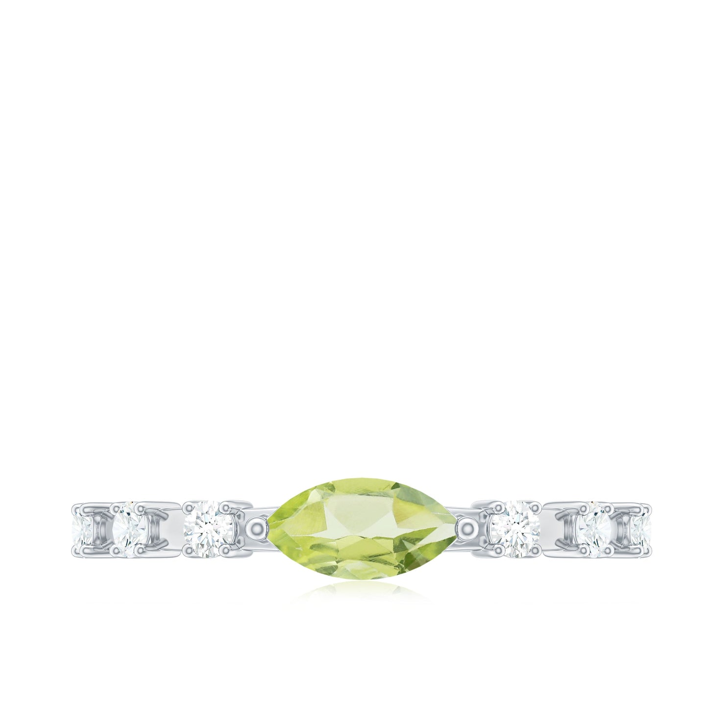 0.75 Carat Peridot East West Ring with Diamond Accent