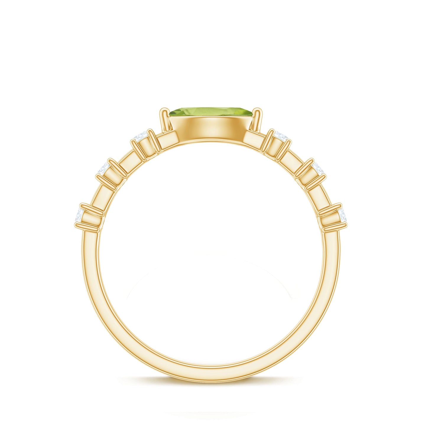 0.75 Carat Peridot East West Ring with Diamond Accent