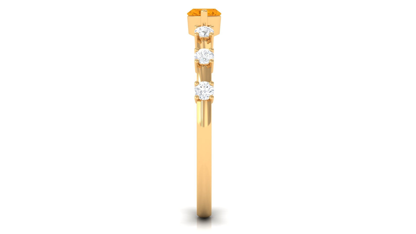 East West Marquise Fire Opal and Diamond Engagement Ring