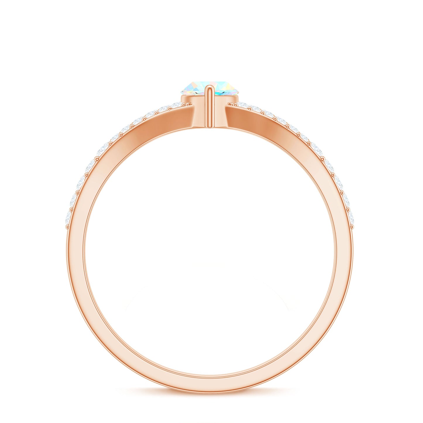 Natural Opal Marquise Engagement Ring with Diamond Split Shank
