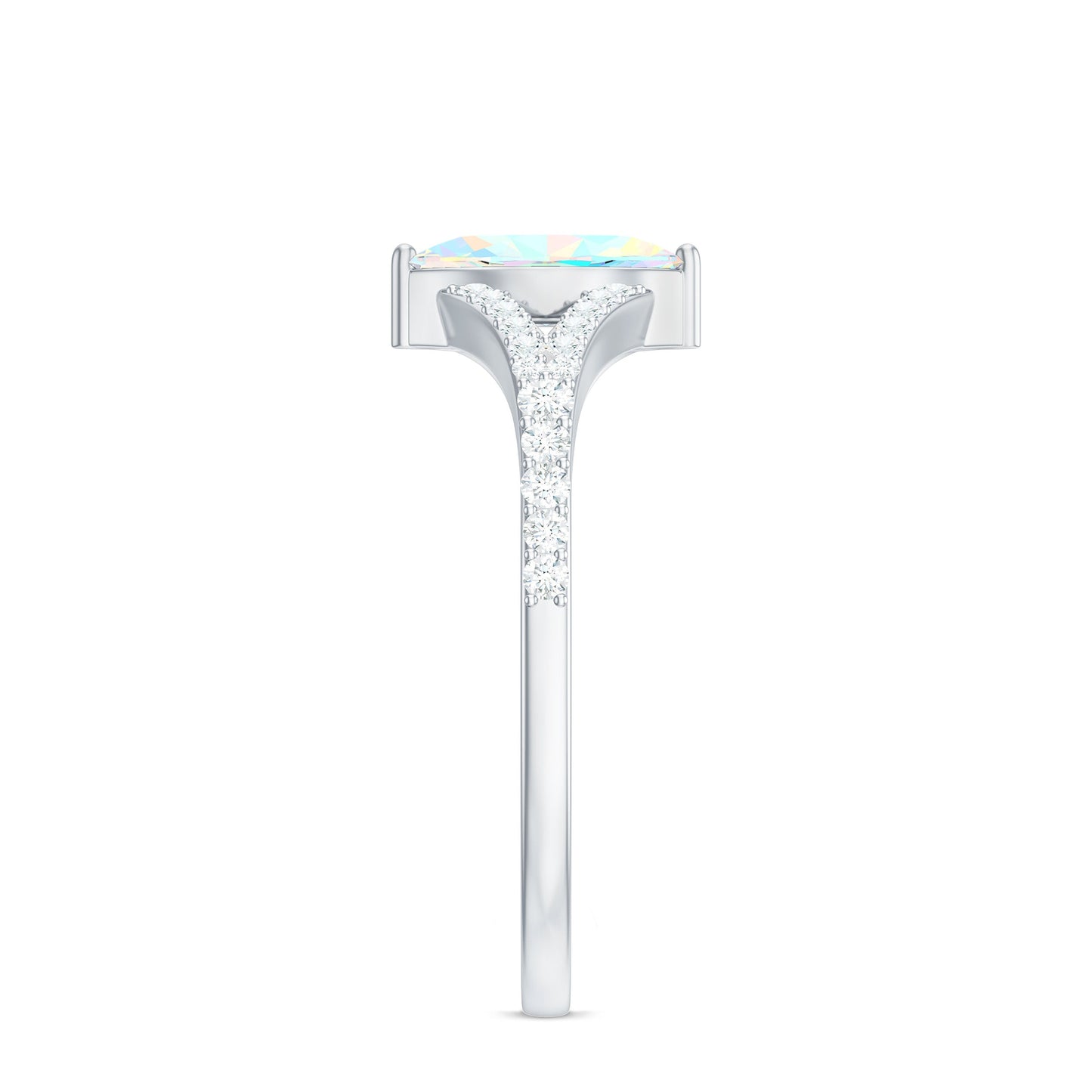 Natural Opal Marquise Engagement Ring with Diamond Split Shank