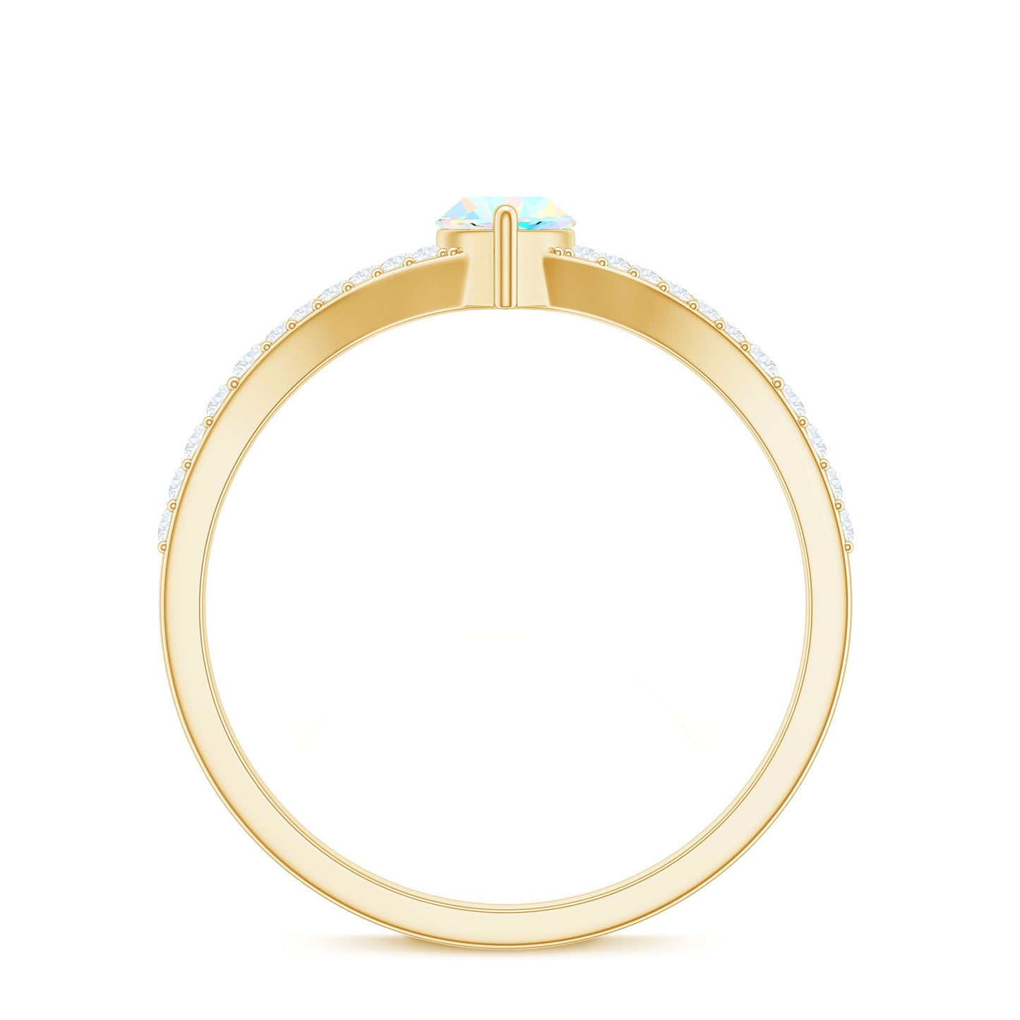 Natural Opal Marquise Engagement Ring with Diamond Split Shank