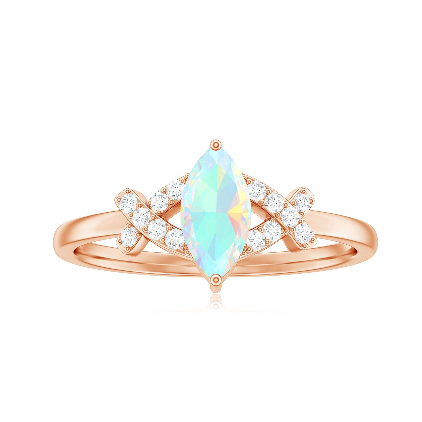 Natural Marquise Opal Diamond Engagement Ring with Certificate