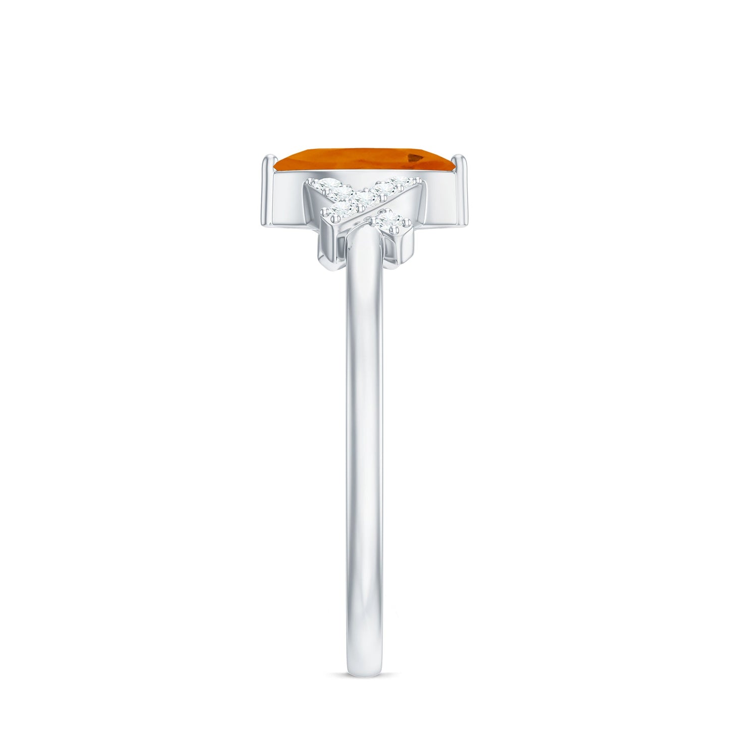 0.3 Carat Fire Opal Marquise Solitaire Ring with Diamond