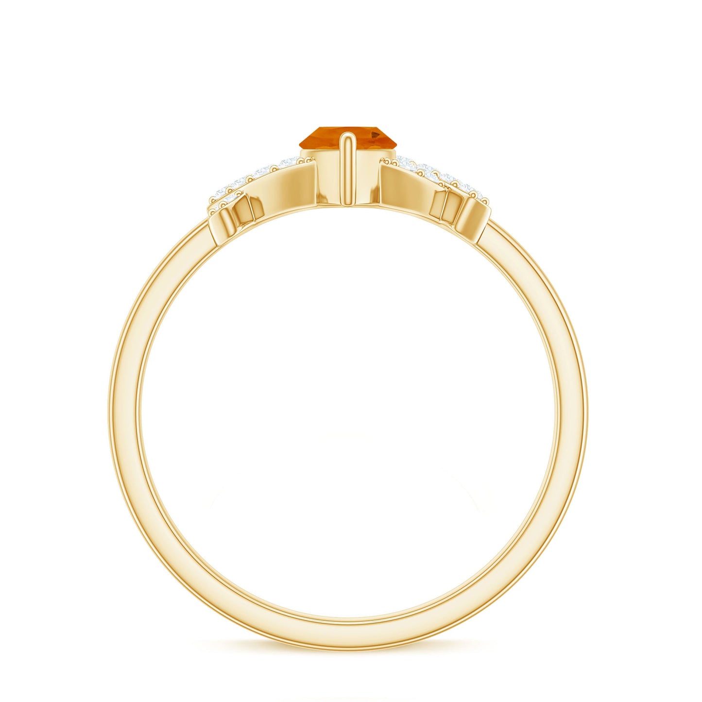 0.3 Carat Fire Opal Marquise Solitaire Ring with Diamond