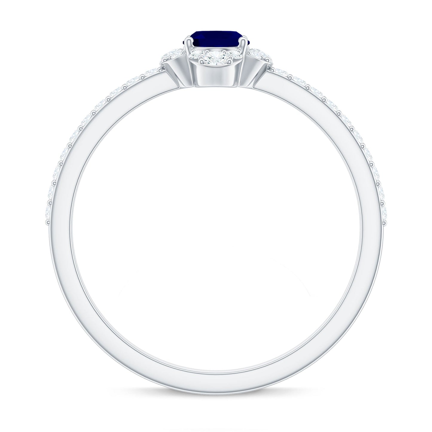 Natural 0.6 Carat Blue Sapphire Oval Engagement Ring with Diamond