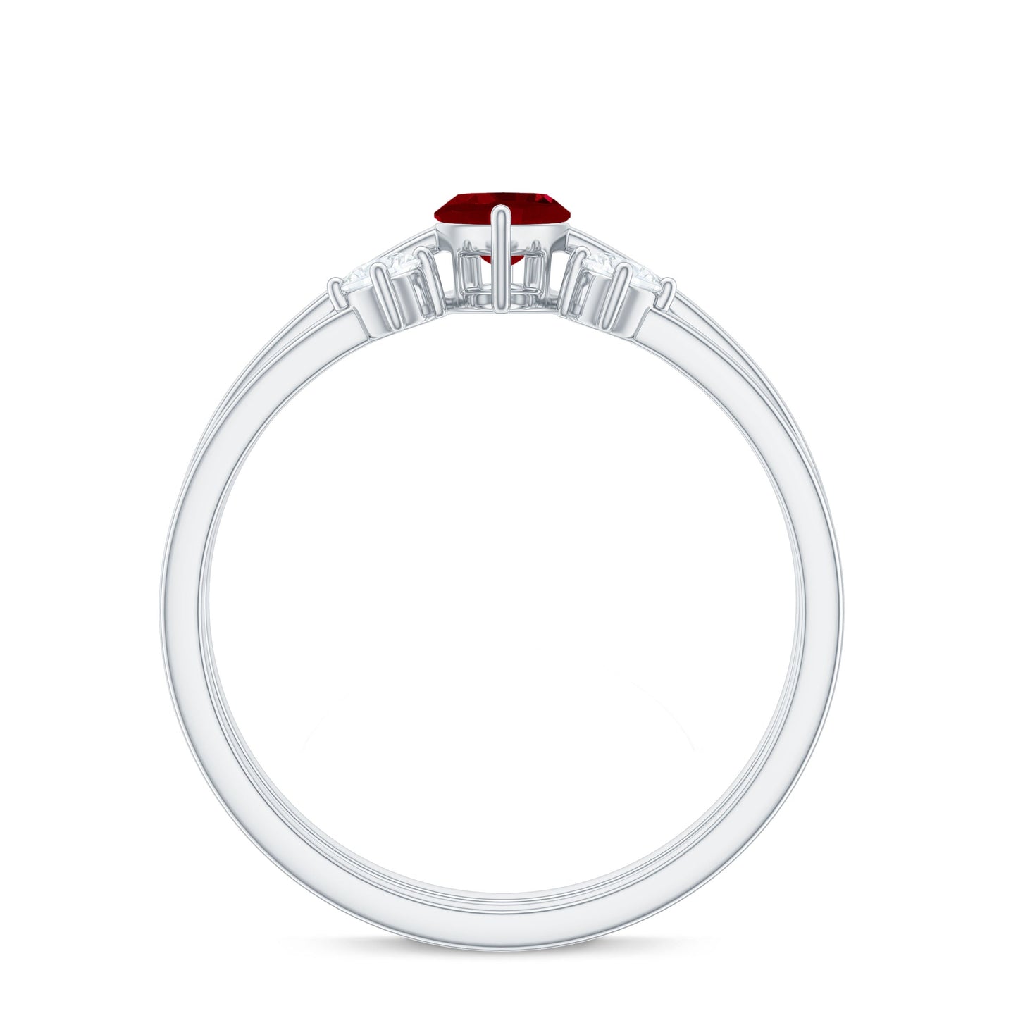 Certified Marquise Ruby Solitaire Wedding Ring Set with Diamond