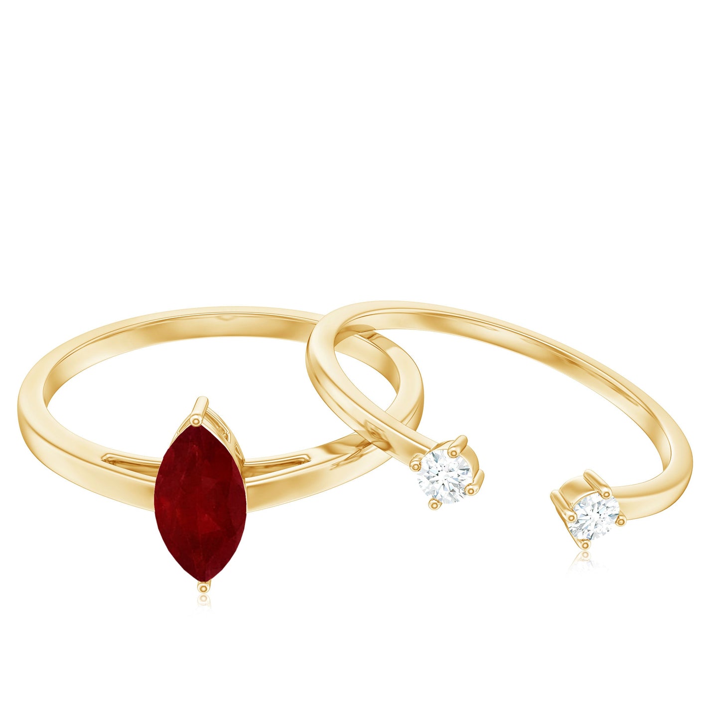 Certified Marquise Ruby Solitaire Wedding Ring Set with Diamond