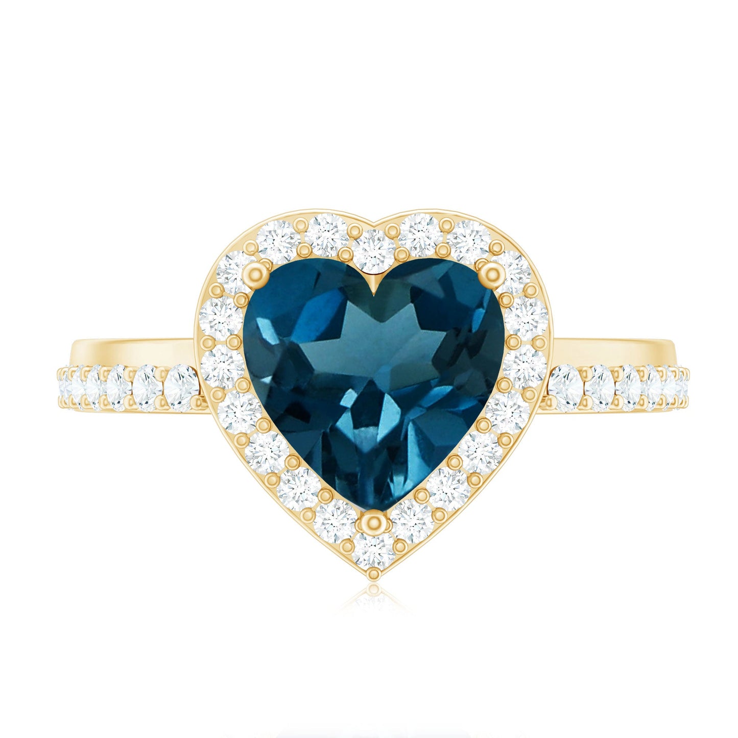 London Blue Topaz Heart Promise Ring with Diamond Halo