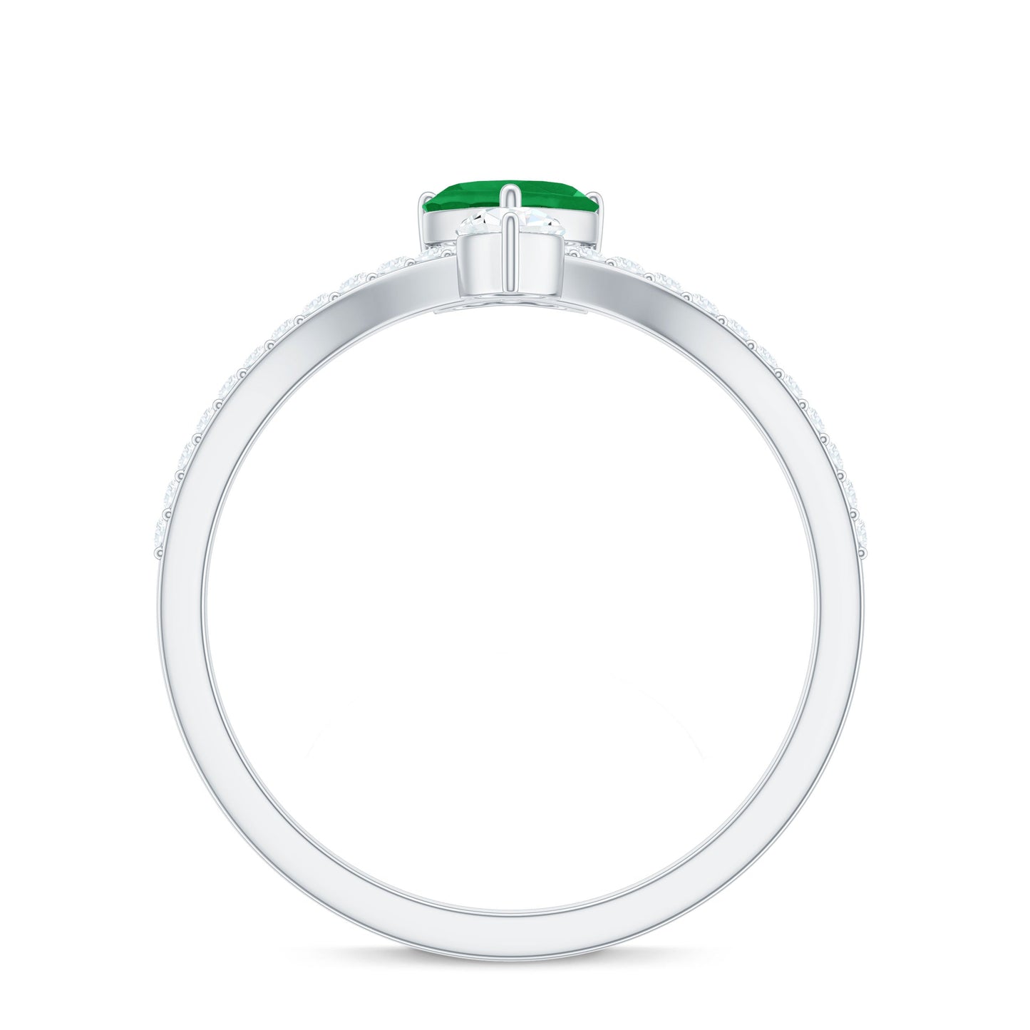 Designer Emerald Heart Engagement Ring with Diamond